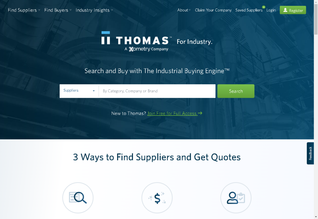 Thomasnetは北米のメーカー、ディストリビューター、サービスカンパニーのディレクトリー です。