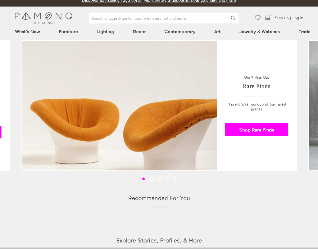 パモノは世界中のデザインオブジェクト出品を世界中の購入者へ発送するサイト